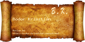 Bodor Krisztián névjegykártya